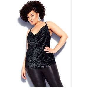 City Chic Black Velvet Lush Camisole - 16- Never Worn